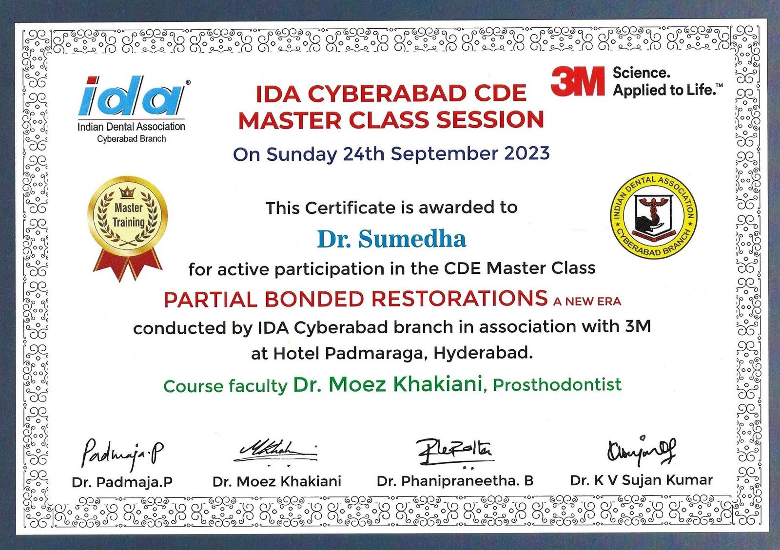 PARTIAL BONDED RESTORATION CERTIFICATE